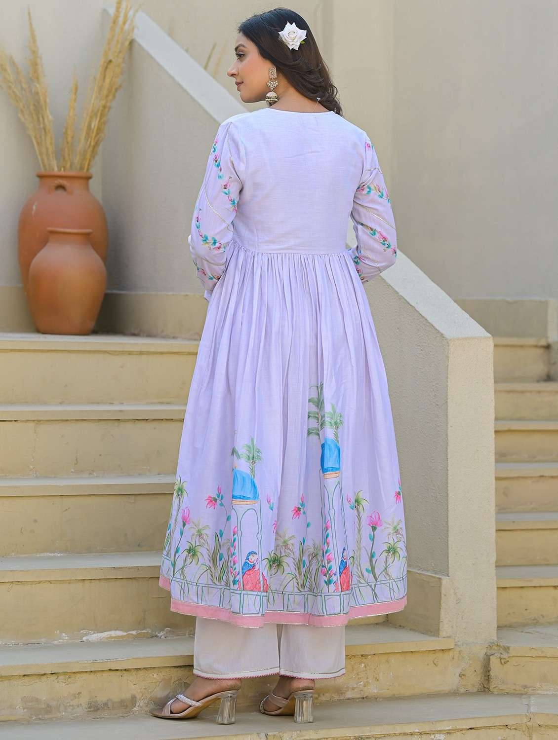 women printed long sleeve kurta pant with dupatta set - 22093286 - Standard Image - 4