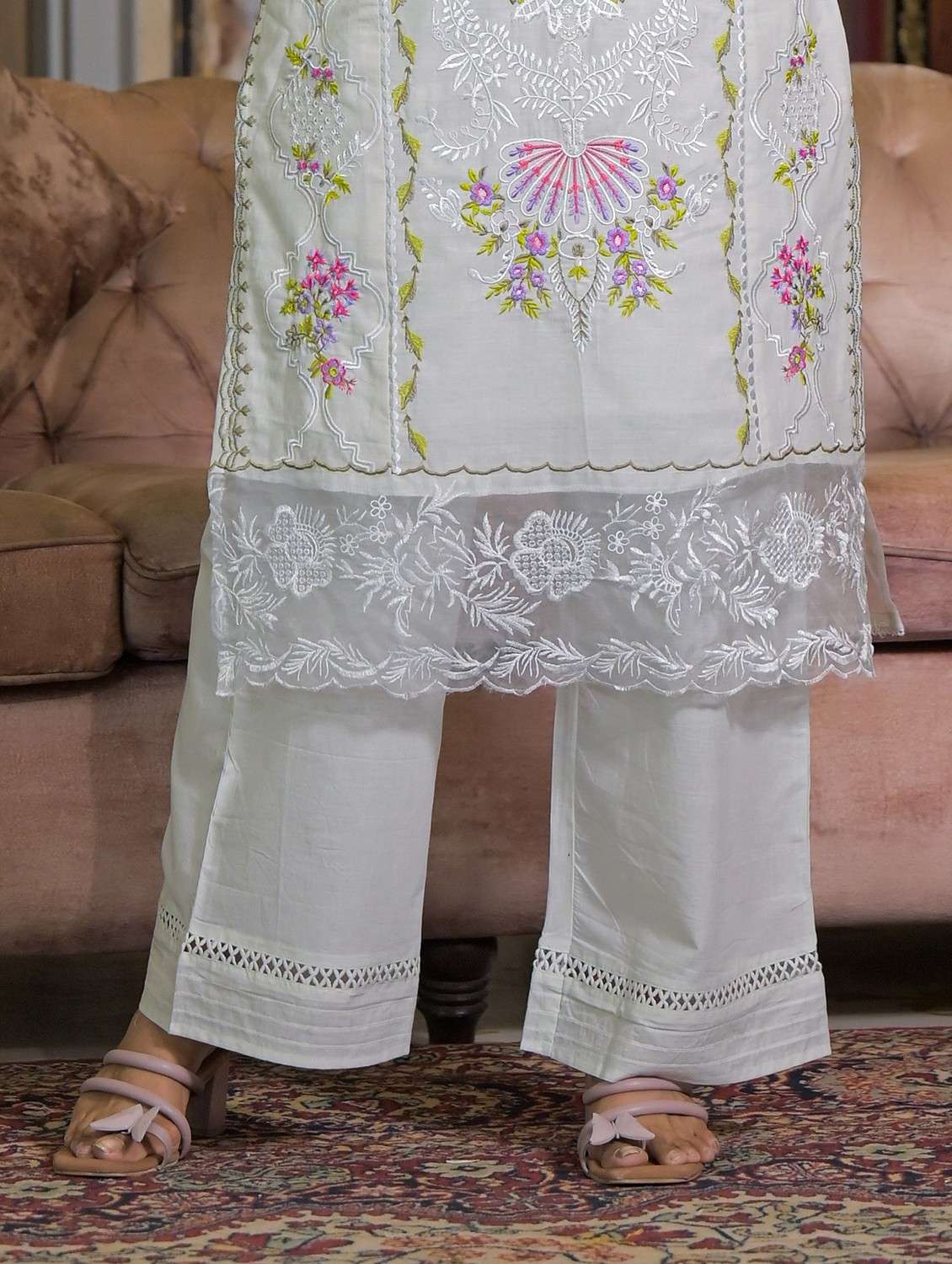 women embroidered long sleeve kurta pant with dupatta set - 22093294 - Standard Image - 4