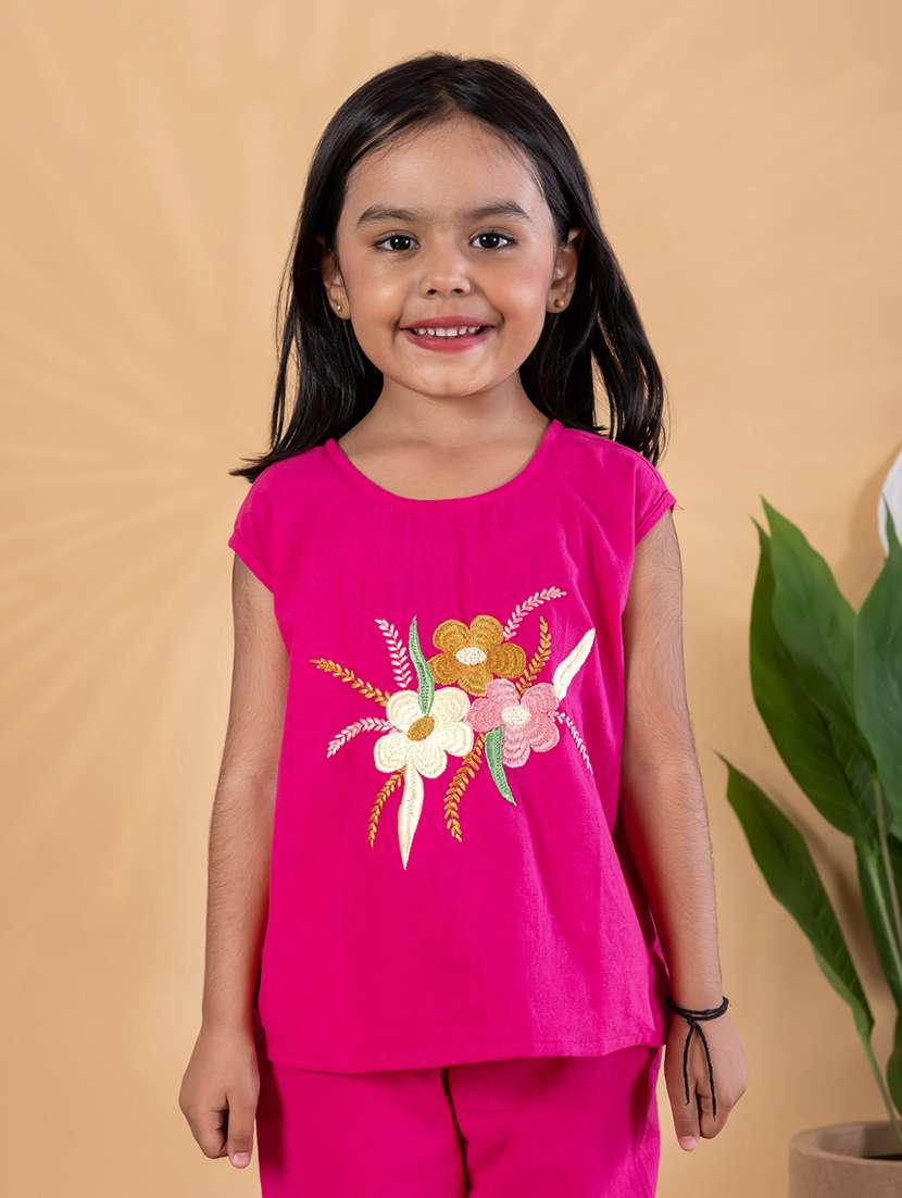 girls embroidered top & palazzo co-ord set - 22093303 - Standard Image - 1