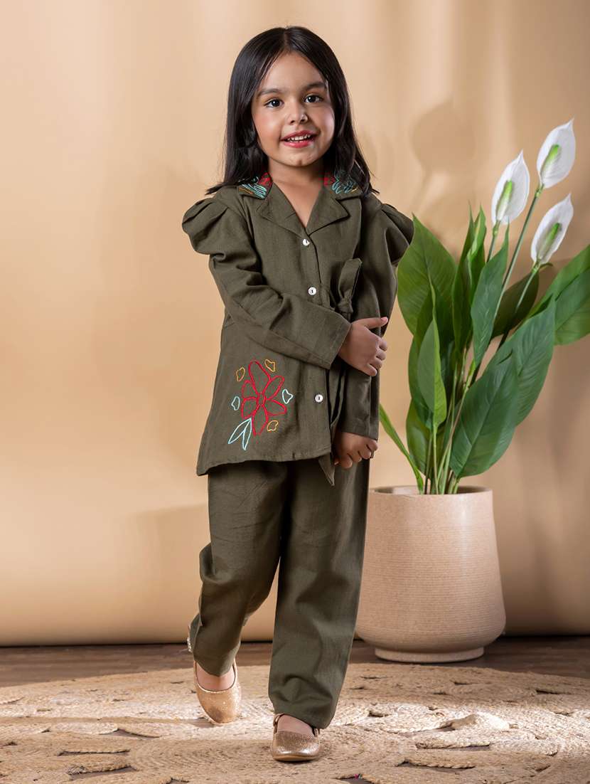 girls embroidered top & trouser co-ord set - 22093304 - Standard Image - 1