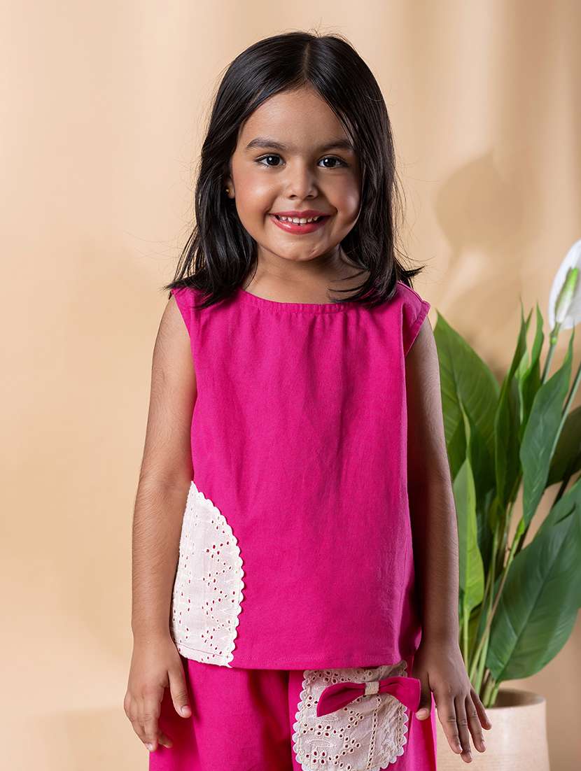 girls solid sleeveless top & palazzo co-ords set - 22093306 -  Standard Image - 1