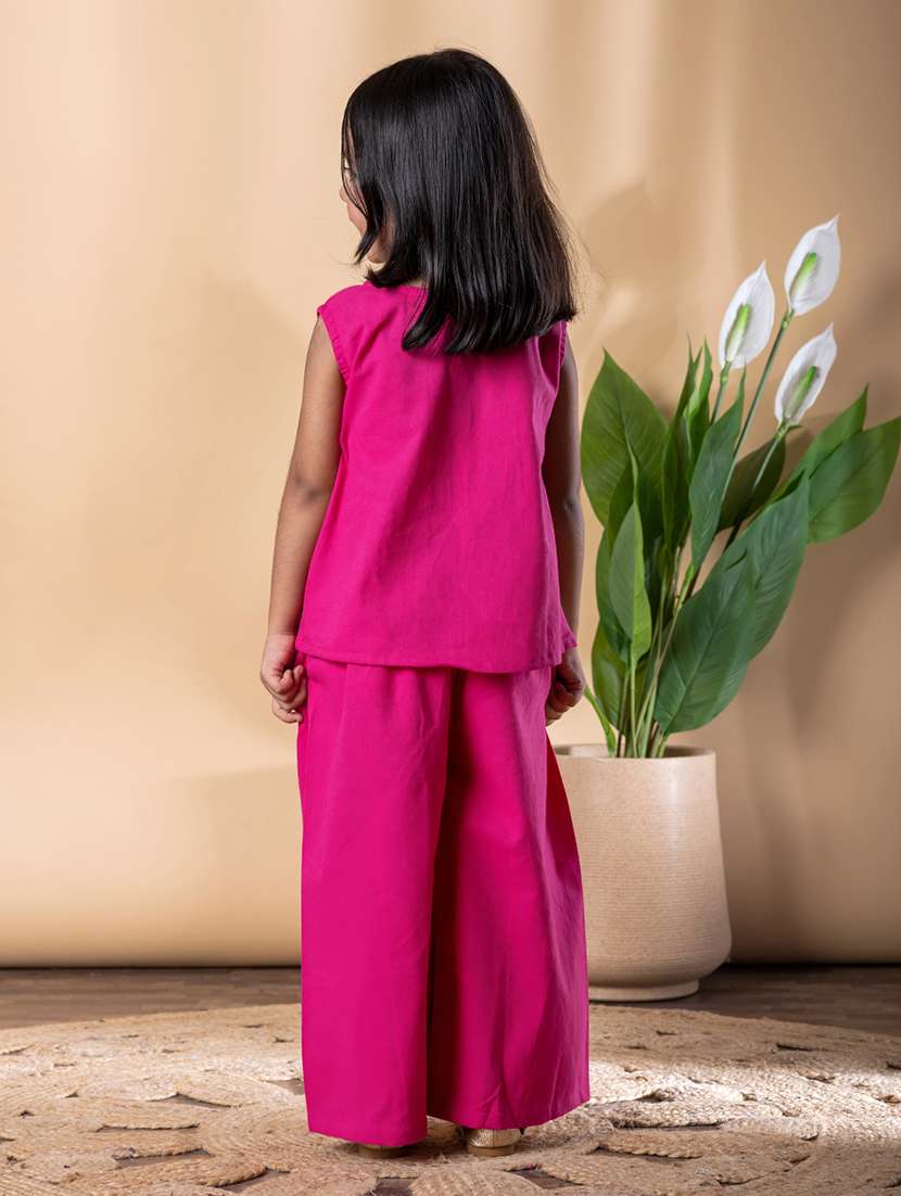 girls solid sleeveless top & palazzo co-ords set - 22093306 -  Standard Image - 4
