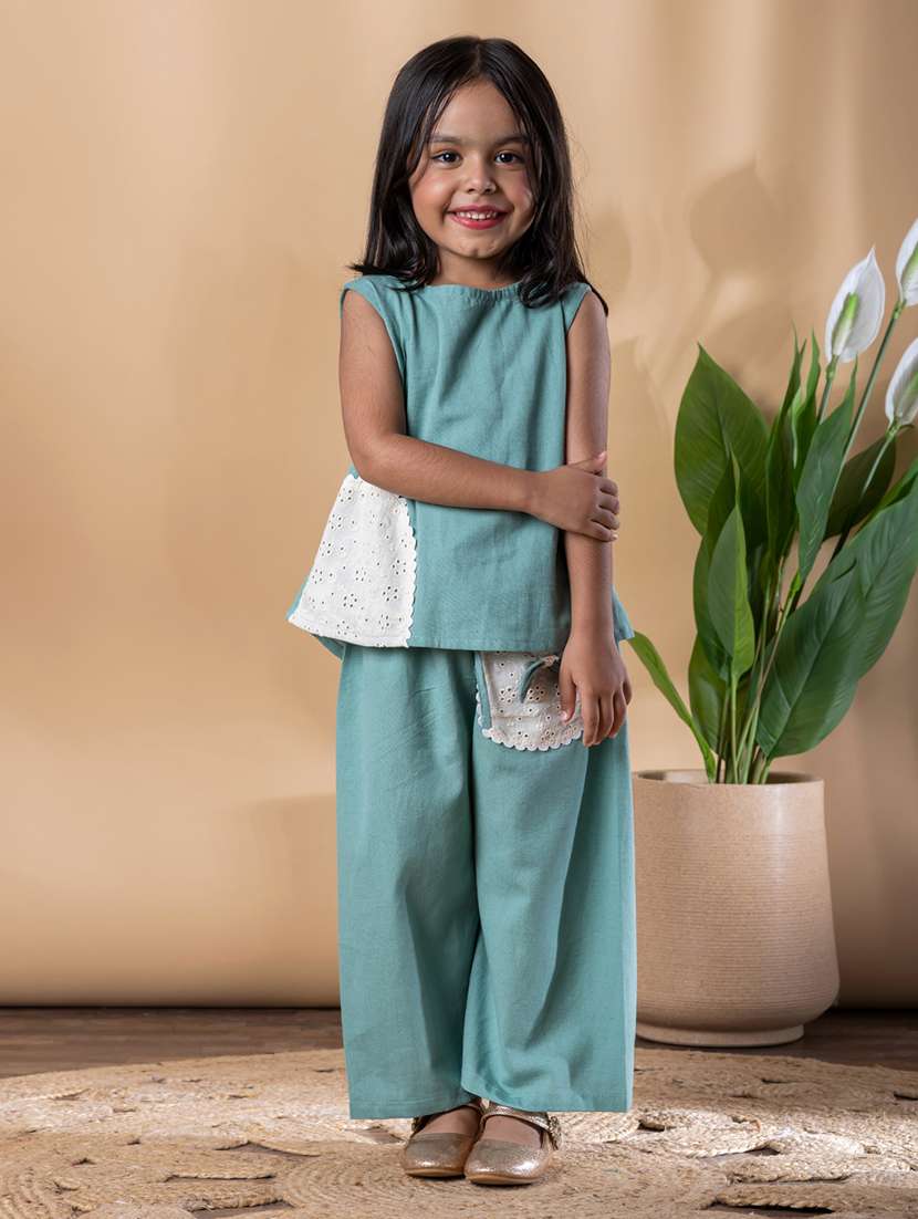 girls self designed top & palazzo co-ord set - 22093307 - Standard Image - 1