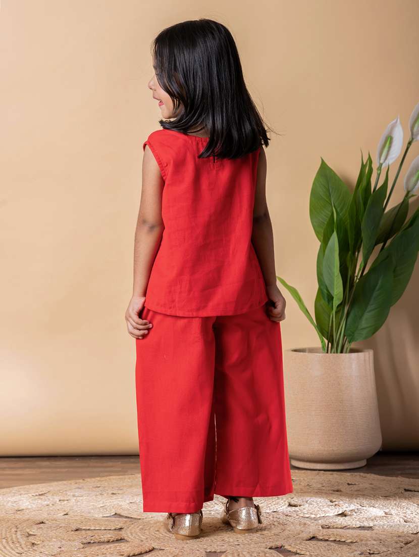 girls self designed top & palazzo co-ord set - 22093308 -  Standard Image - 4