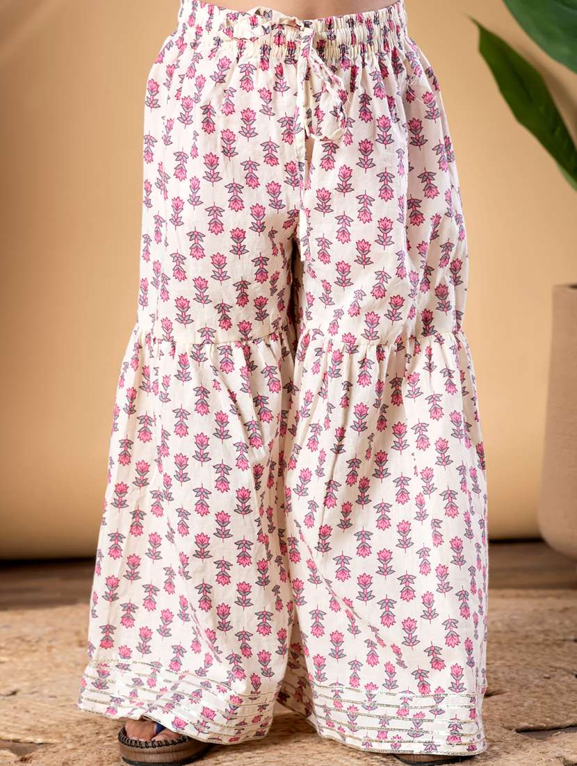 girls floral print long sleeve kurta and sharara set  - 22093323 -  Standard Image - 4