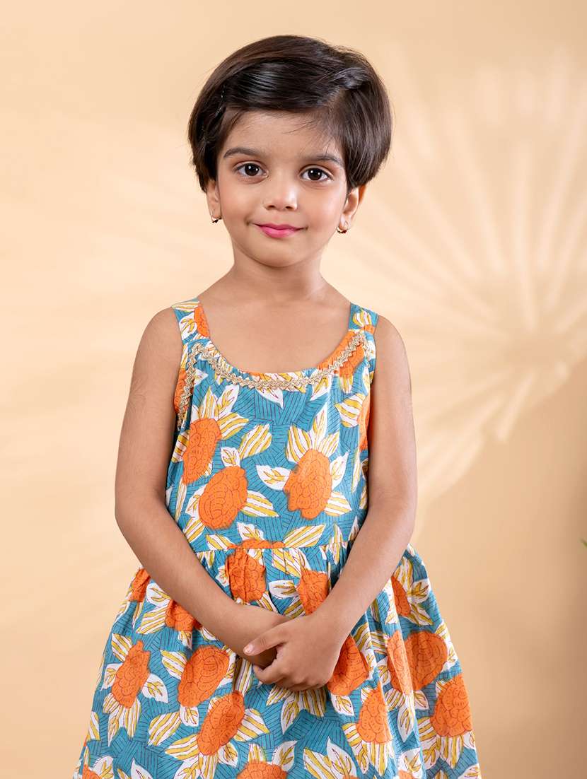 girls floral print shoulder strap kurta and salwar set - 22093333 -  Standard Image - 4