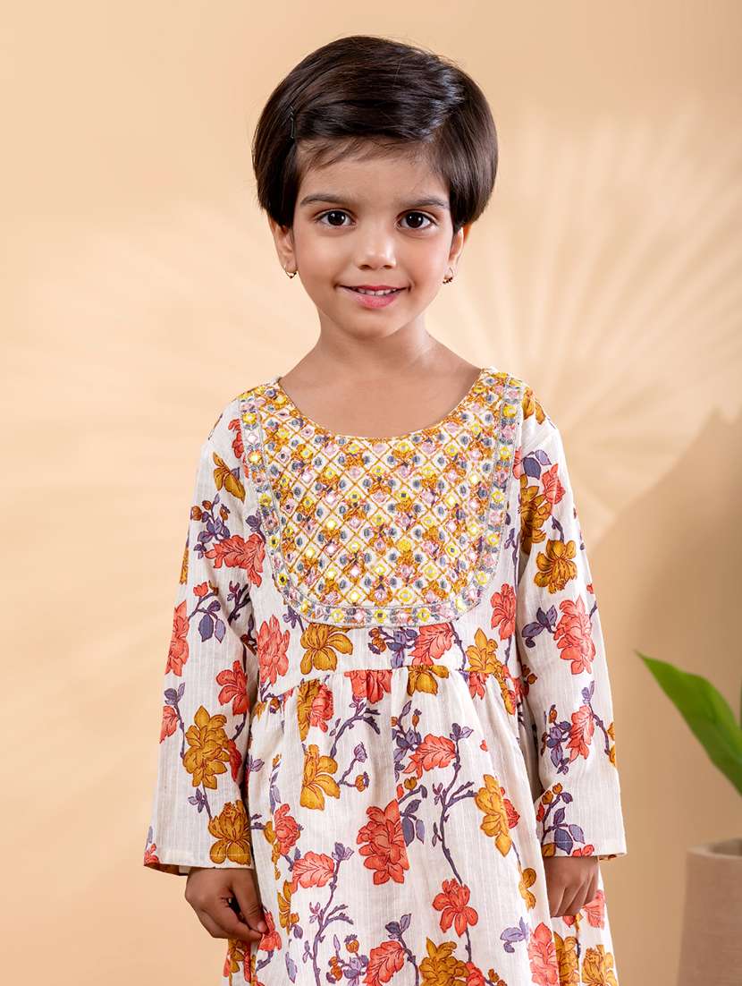girls printed long sleeve kurta and sharara set  - 22093336 -  Standard Image - 4