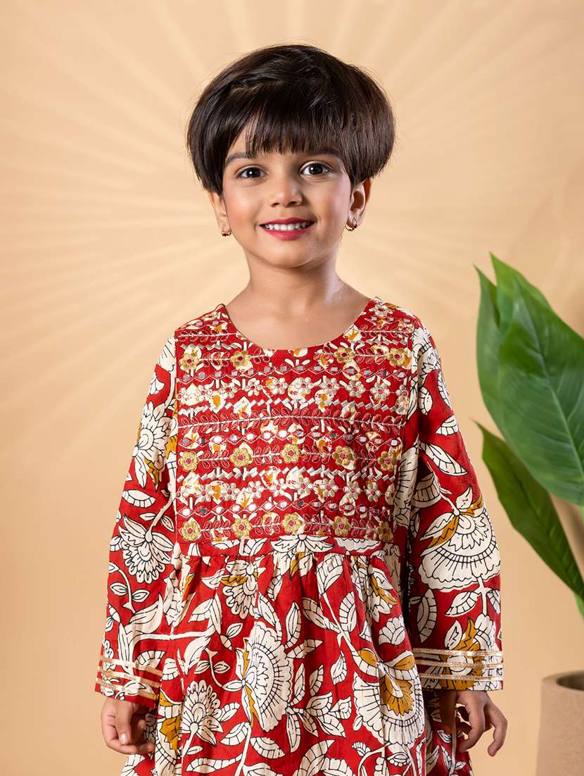girls printed long sleeve kurta and sharara set  - 22093337 -  Standard Image - 1