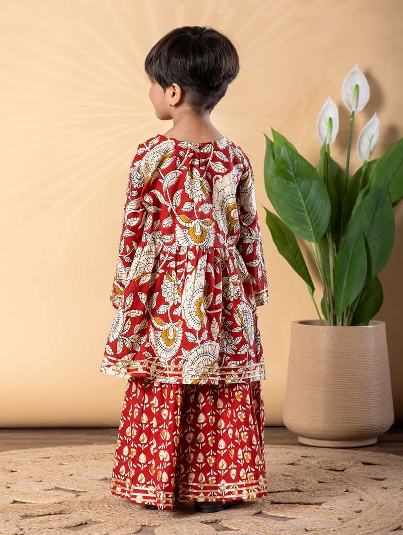 girls printed long sleeve kurta and sharara set  - 22093337 -  Standard Image - 4