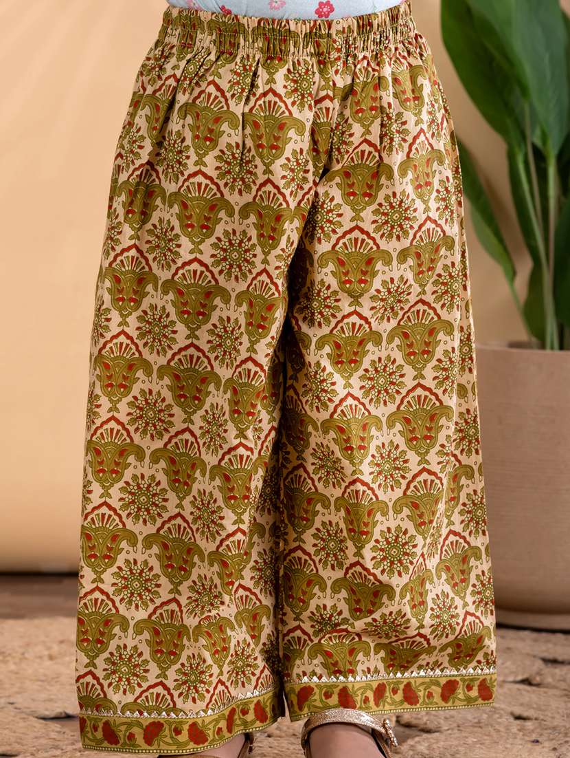 girls printed long sleeve kurta and palazzo set  - 22093340 -  Standard Image - 4