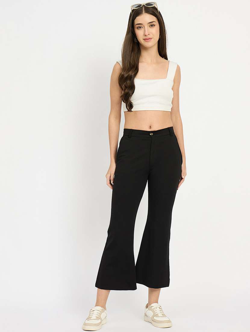 women solid mid rise bootcut trouser - 22093343 -  Standard Image - 4