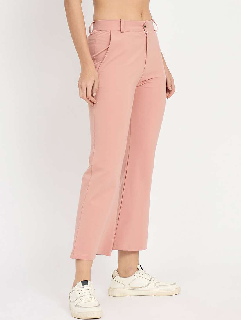 women solid mid rise bootcut trouser - 22093345 -  Standard Image - 1