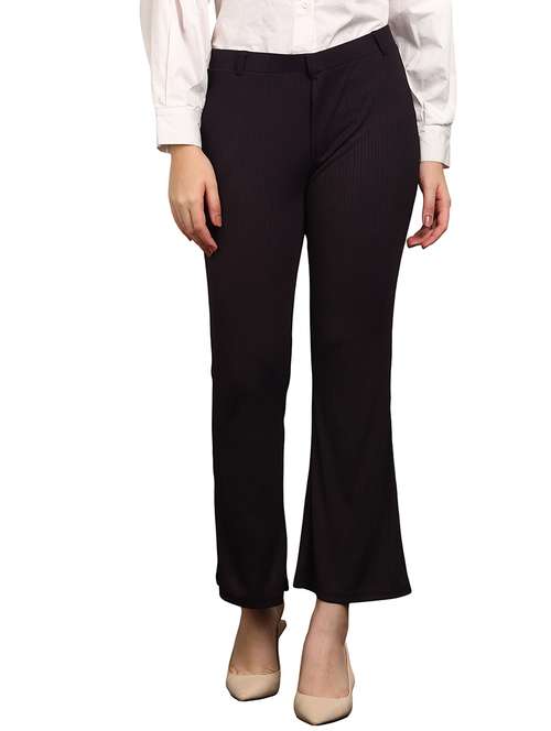 women solid mid rise bootcut trouser - 22093349 - Standard Image - 0