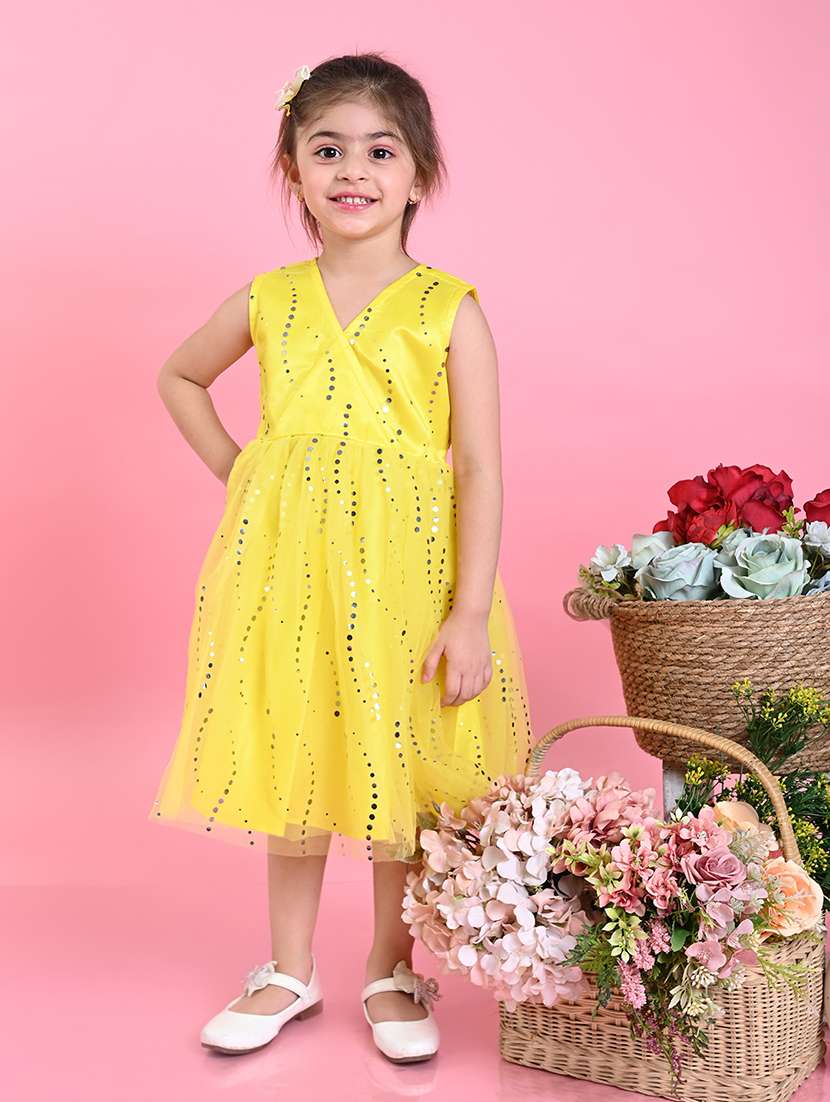 girls emebllished sleeveless fit & flare dress