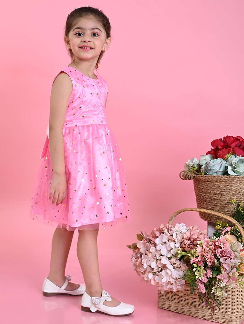 girls printed sleeveless fit & flare dress - 22093360 -  Standard Image - 1