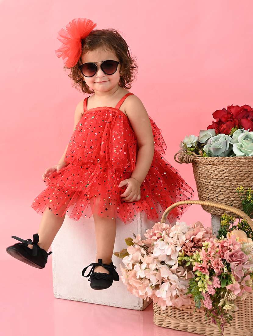 girls printed shoulder strap layered dress - 22093361 -  Standard Image - 1