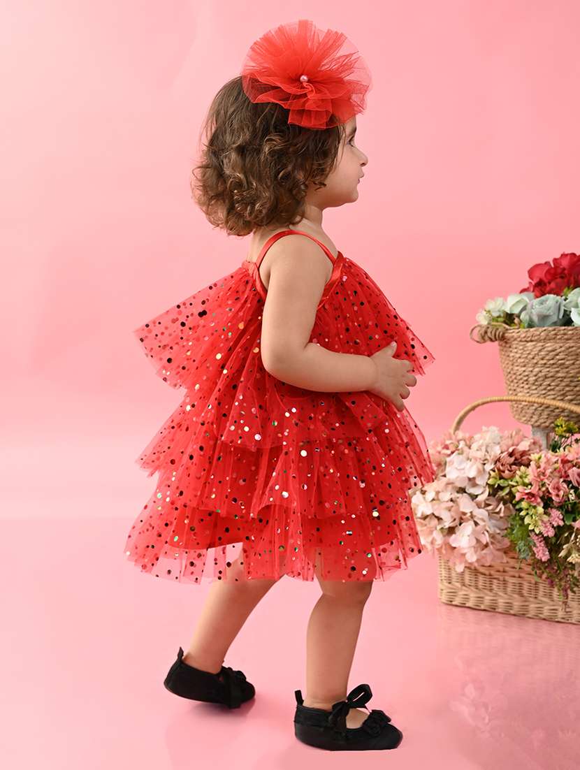 girls printed shoulder strap layered dress - 22093361 - Standard Image - 4