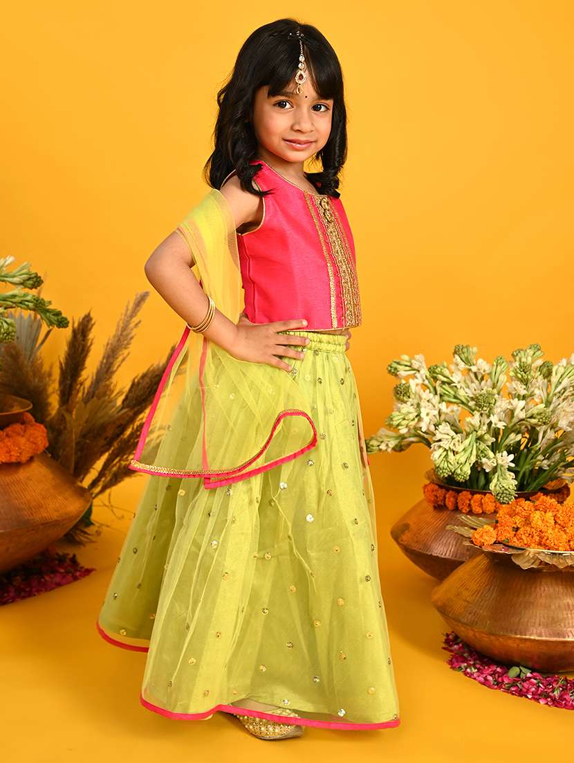 girls embellished lehenga choli with dupatta set - 22093363 - Standard Image - 6