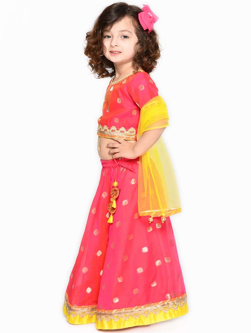 girls foil print lehenga choli with dupatta set - 22093367 -  Standard Image - 1