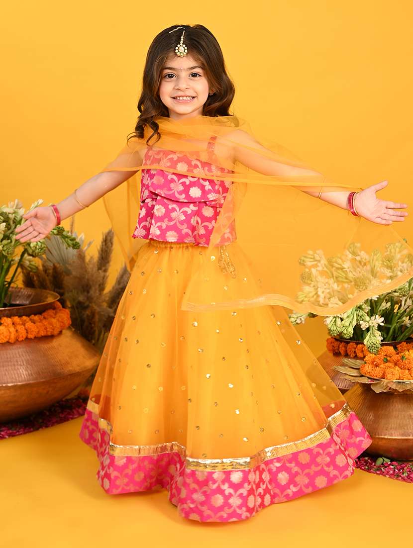 girls embellished lehenga choli with dupatta set - 22093370 -  Standard Image - 1