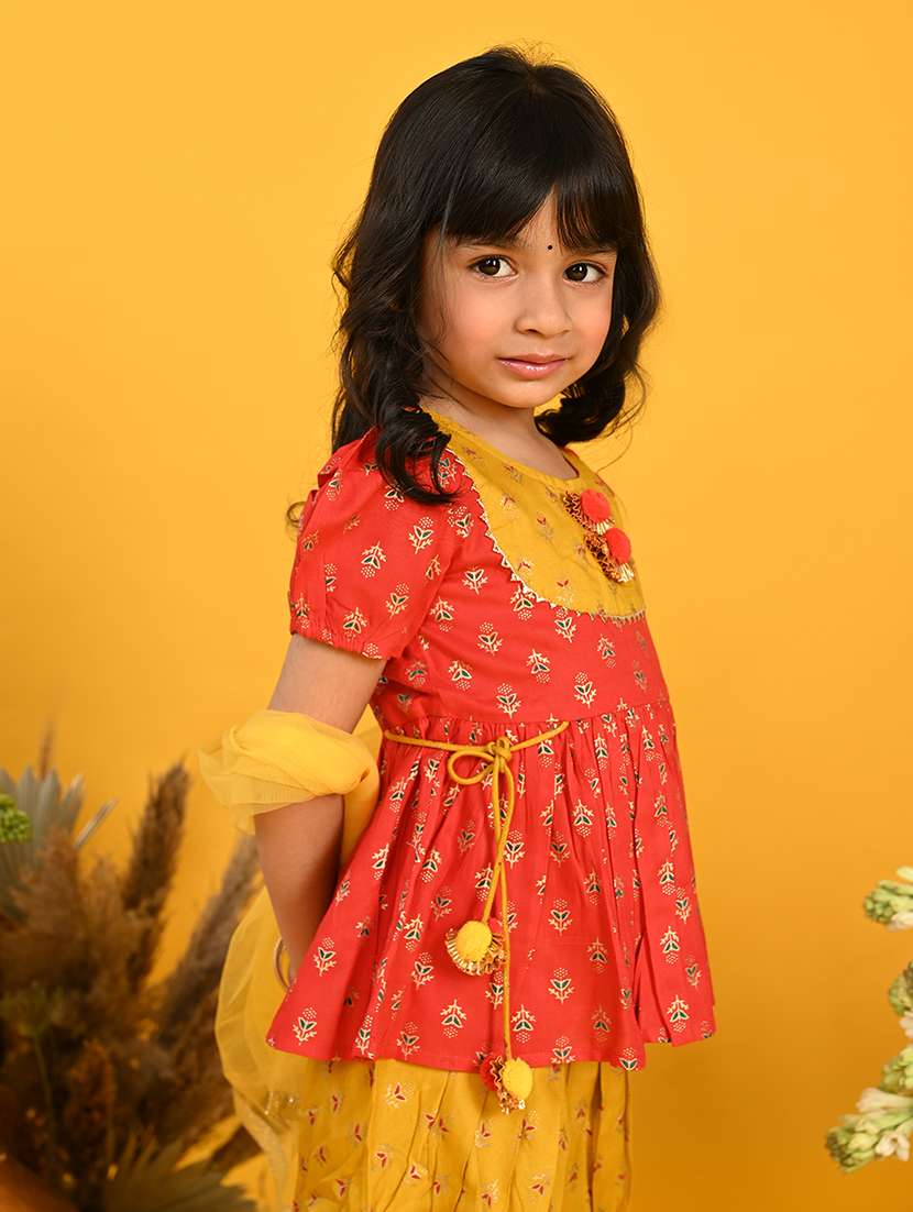 girls printed dhoti and kurta with dupatta set - 22093373 -  Standard Image - 1