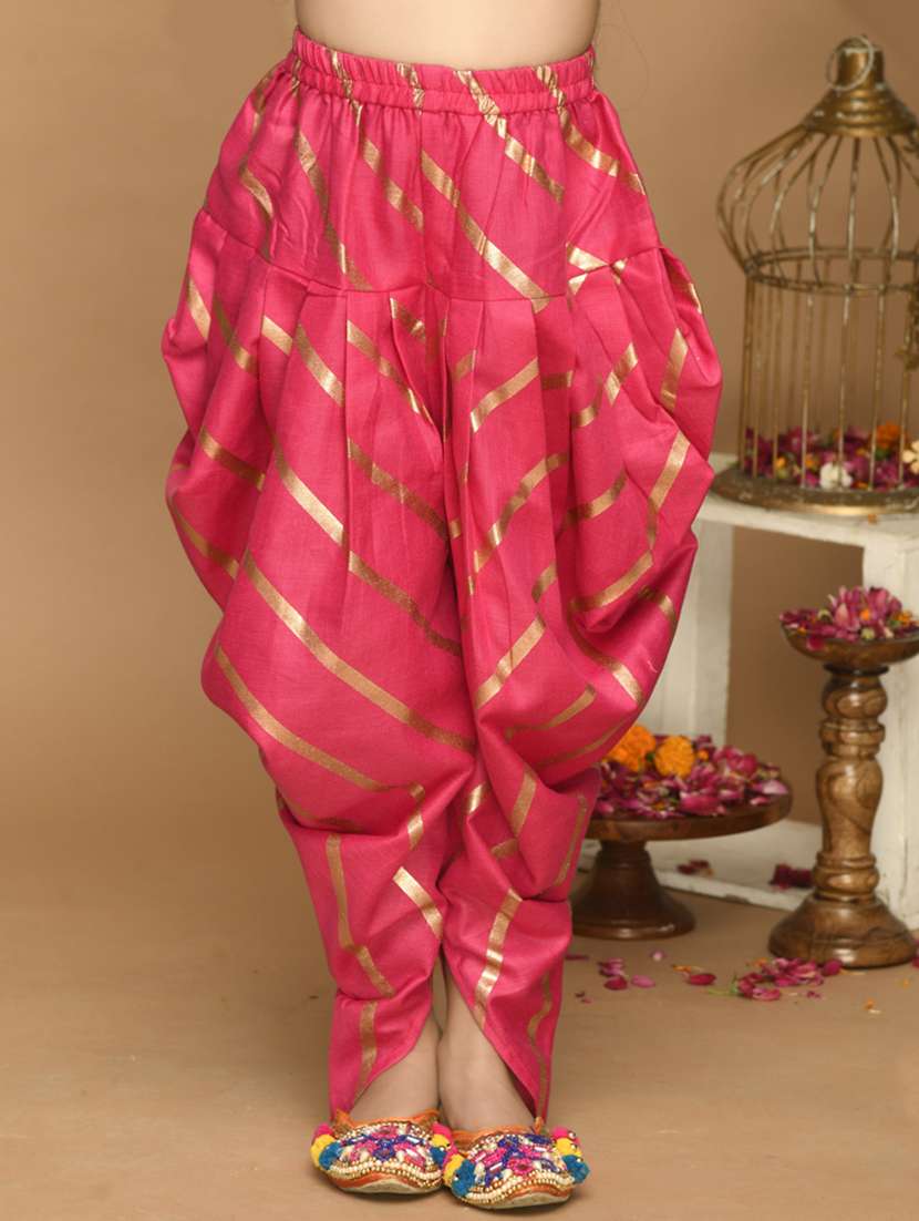girls foil print short sleeve kurta and dhoti set - 22093378 - Standard Image - 4