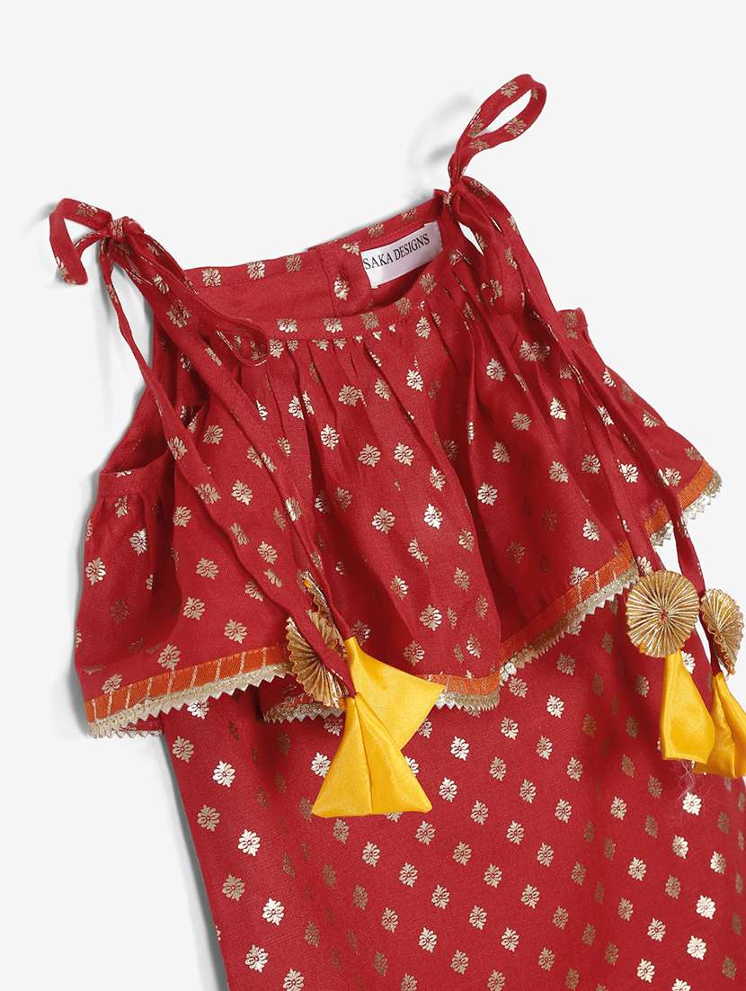 girls foil print dhoti and kurta set - 22093381 - Standard Image - 6