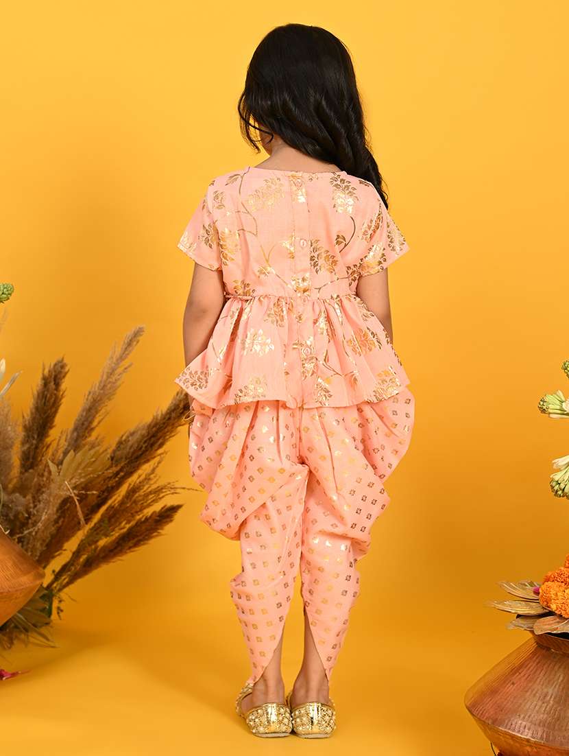 girls foil print kurta and dhoti set  - 22093387 -  Standard Image - 1