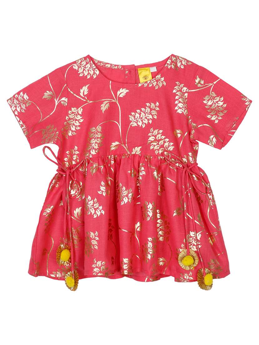 girls foil print kurta and dhoti set  - 22093388 -  Standard Image - 1