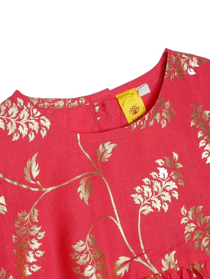 girls foil print kurta and dhoti set - 22093388 - Standard Image - 4