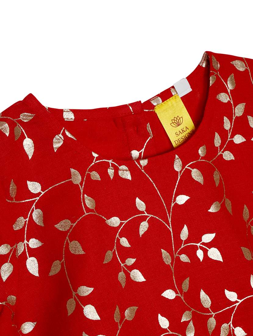 girls foil print kurta and dhoti set - 22093390 - Standard Image - 6