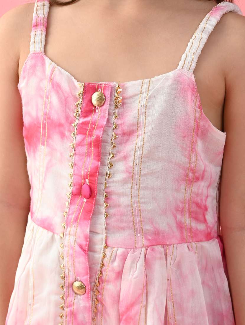 girls tie and dye sleeveless kurta and dhoti set - 22093392 - Standard Image - 4
