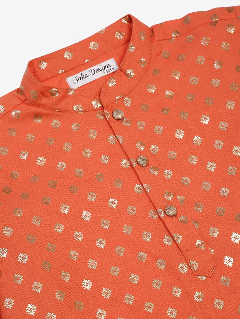 boys foil print kurta and pyjama with jacket - 22093396 -  Standard Image - 4