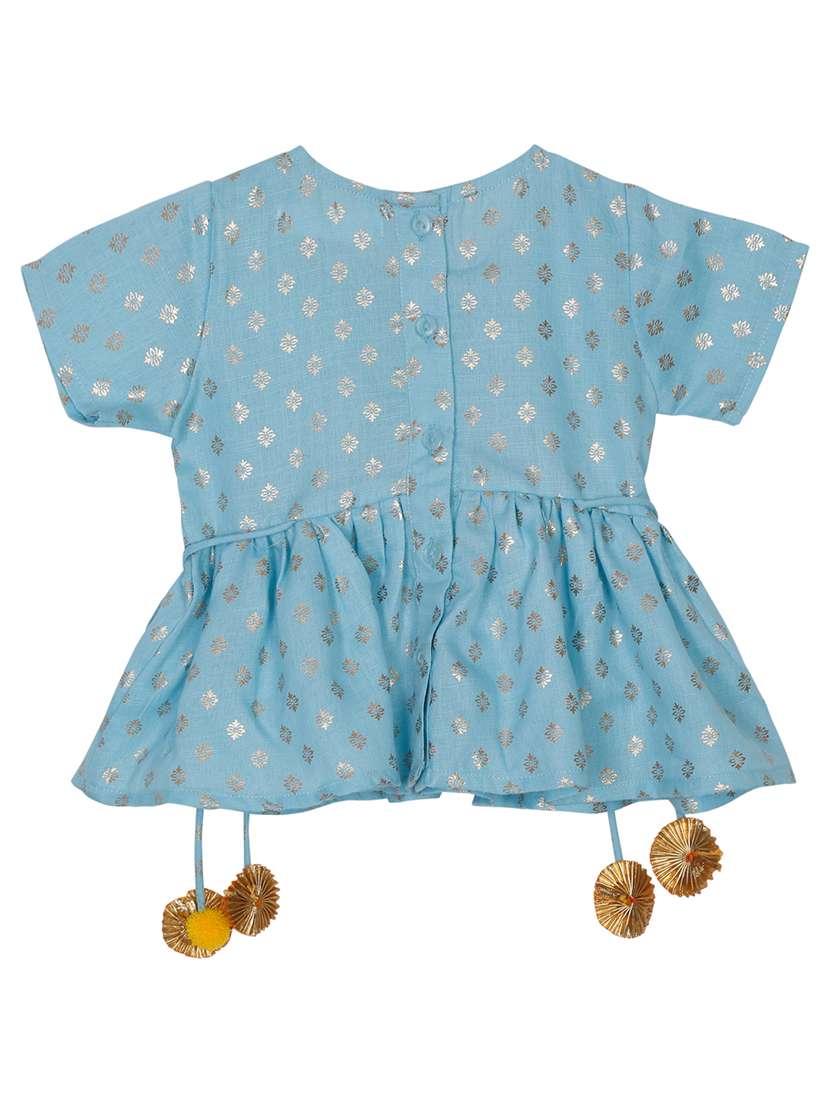 girls foil print kurta and dhoti set - 22093399 - Standard Image - 4