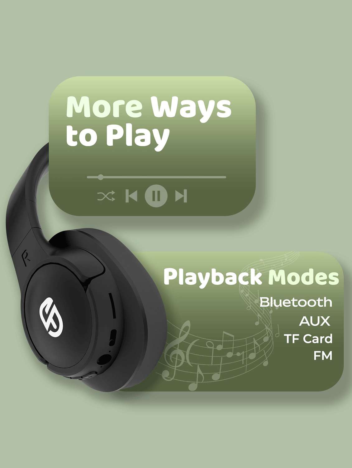 snapup snaphead vibe over the head headphone (deep black) - 22093490 -  Standard Image - 6