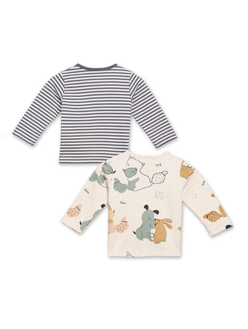 infant pack of 2 printed long sleeve front-open tee - 22093566 -  Standard Image - 1