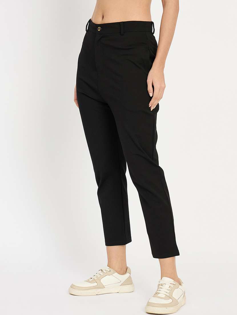 women solid mid rise tailored pant - 22093614 -  Standard Image - 1