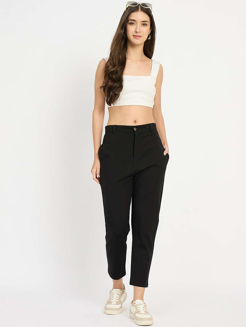 women solid mid rise tailored pant - 22093614 -  Standard Image - 4