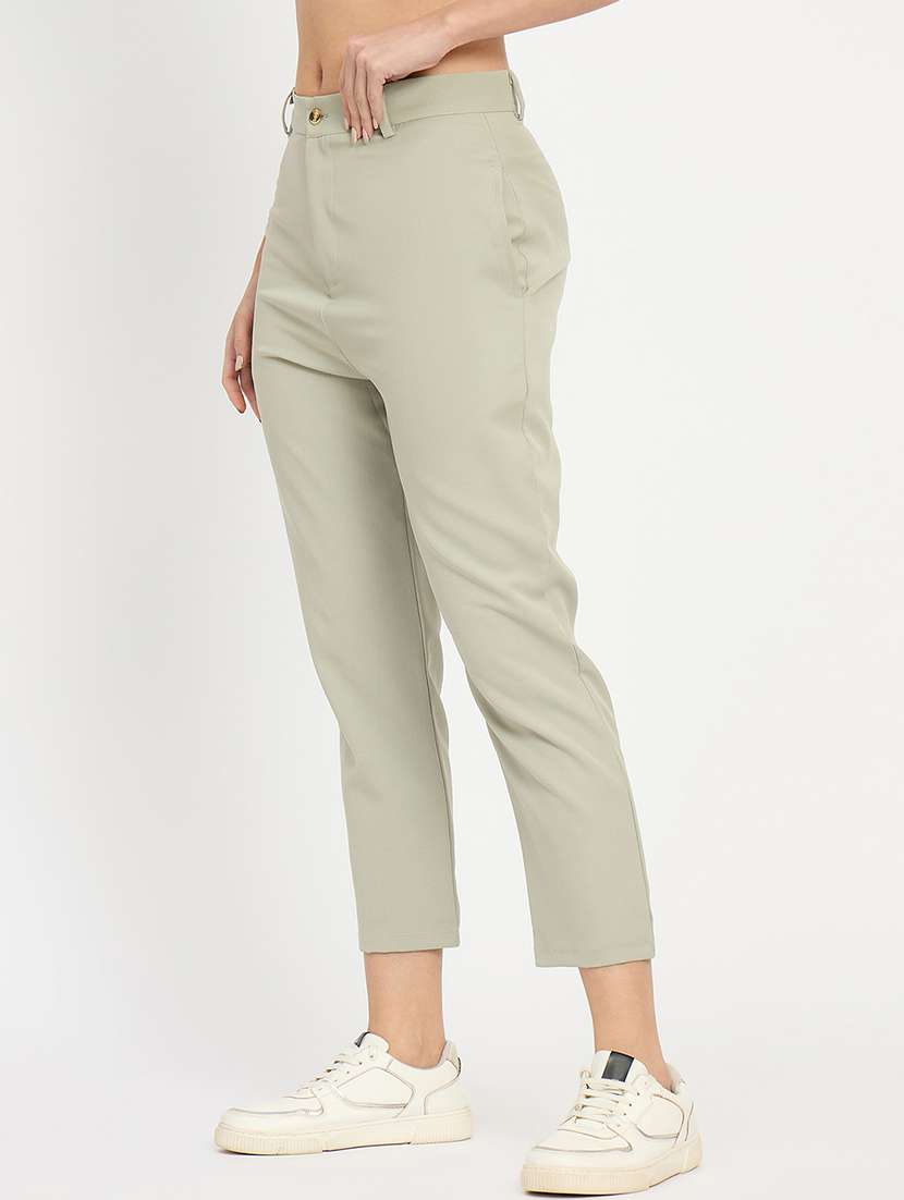 women solid mid rise tailored pants  - 22093615 -  Standard Image - 1