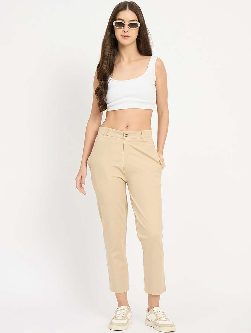 women solid mid rise tailored pants  - 22093616 -  Standard Image - 4