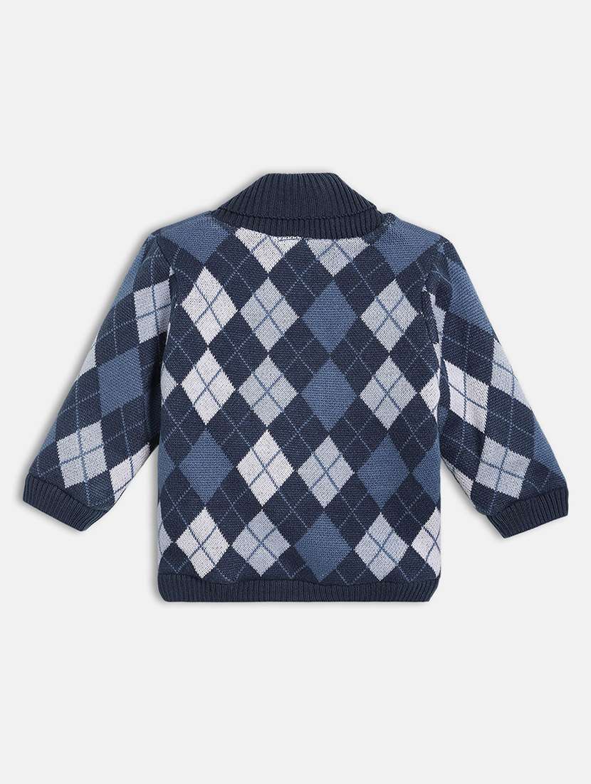 boys checkered long sleeve front open sweater - 22093645 -  Standard Image - 1