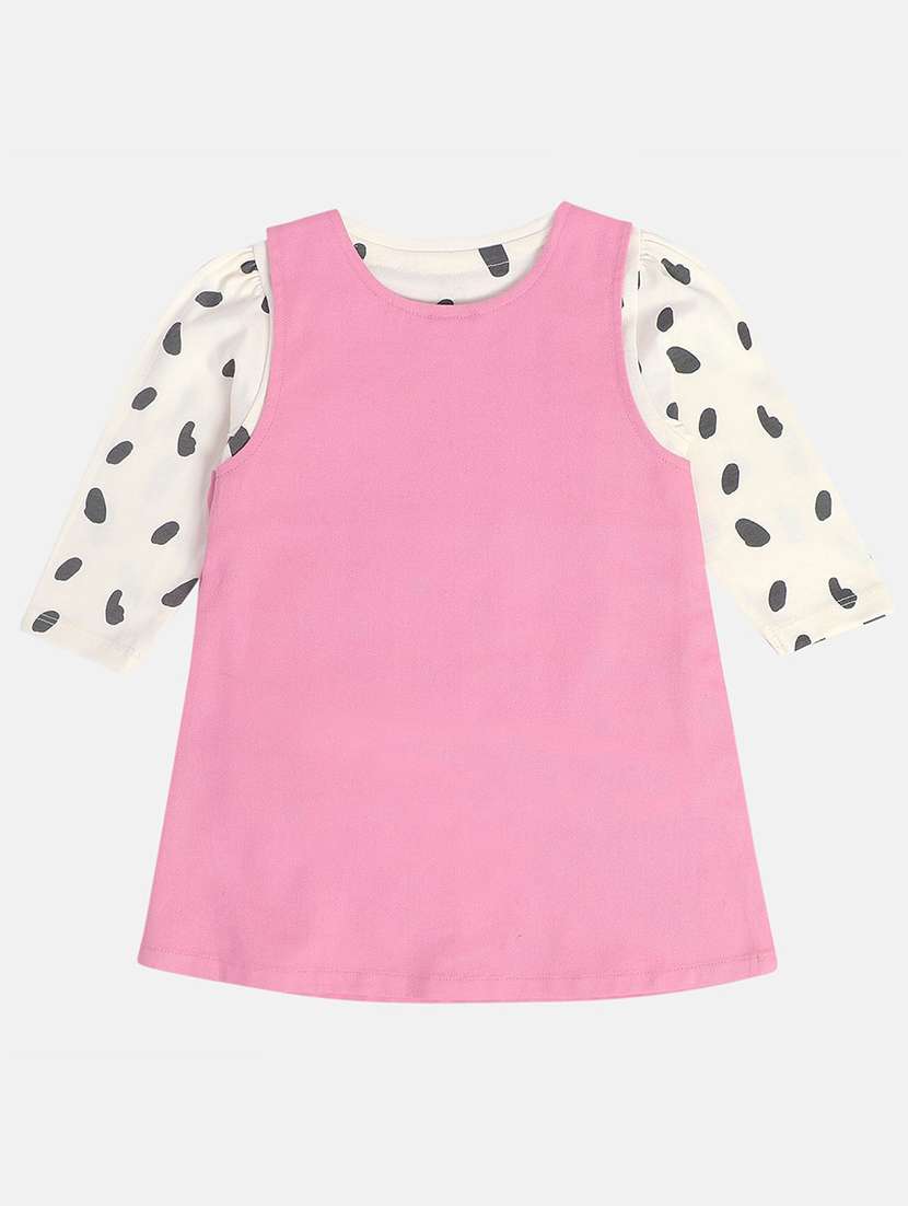 girls printed long sleeve dungree dress with t-shirt - 22093679 -  Standard Image - 1