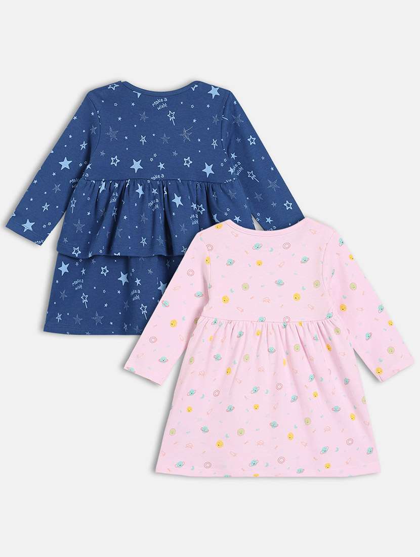 girls pack of 2 printed long sleeve a-line dress - 22093698 -  Standard Image - 1