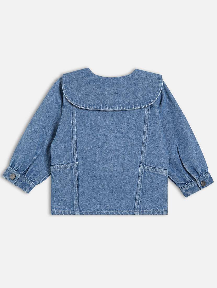 girls solid long sleeve regular denim jacket - 22093772 -  Standard Image - 1