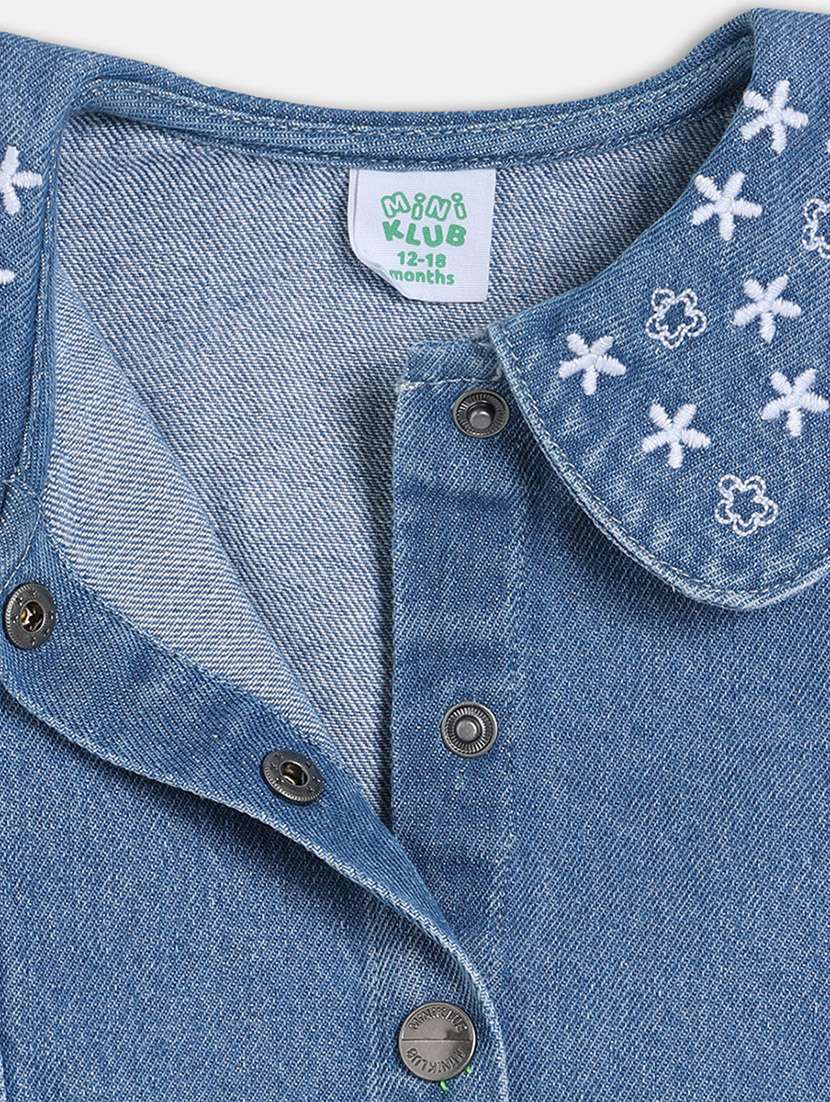 girls solid long sleeve regular denim jacket - 22093772 - Standard Image - 4