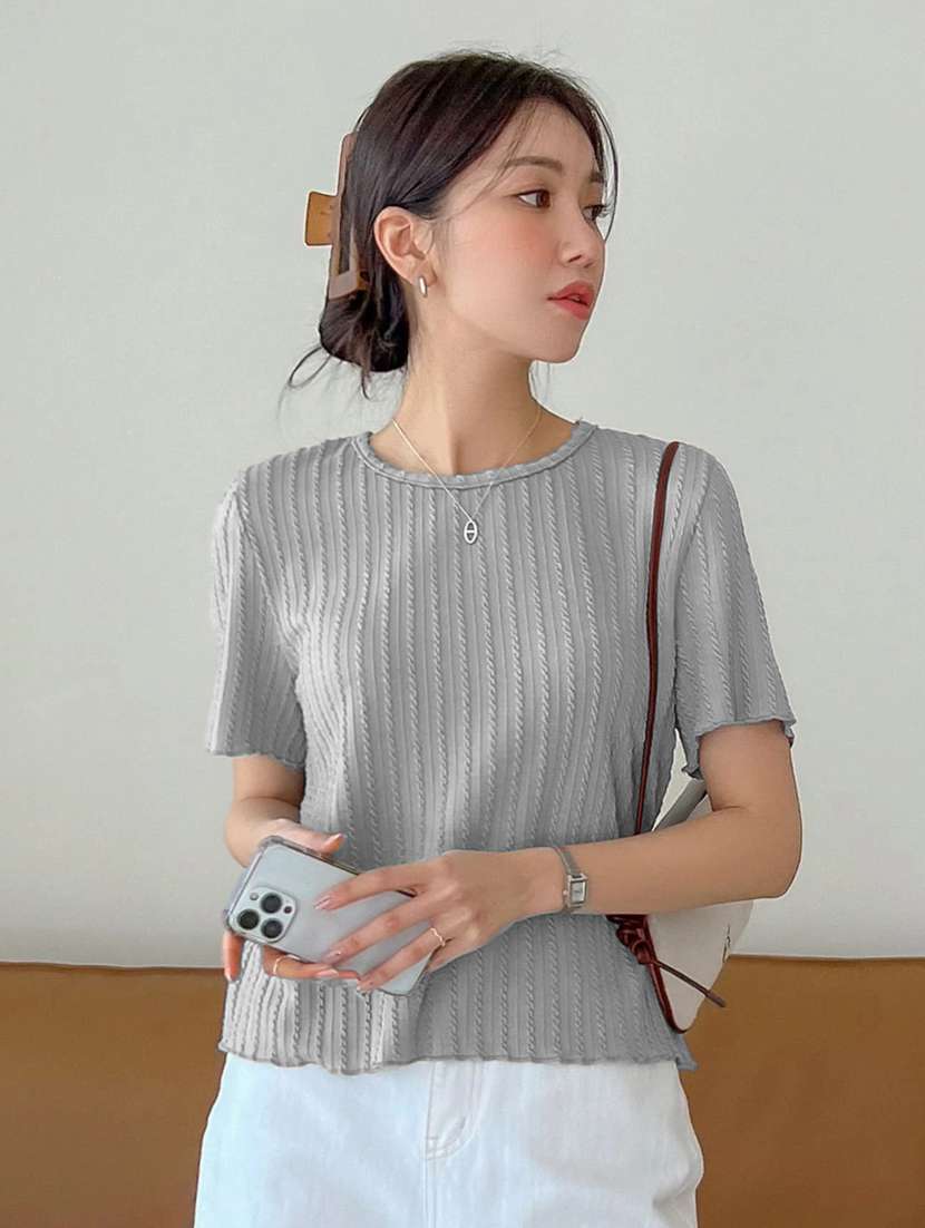 women self designed short sleeve top - 22094018 -  Standard Image - 1