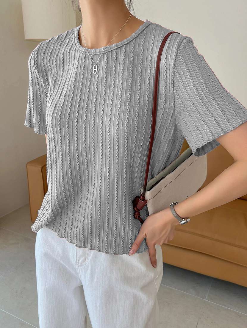 women self designed short sleeve top - 22094018 -  Standard Image - 4