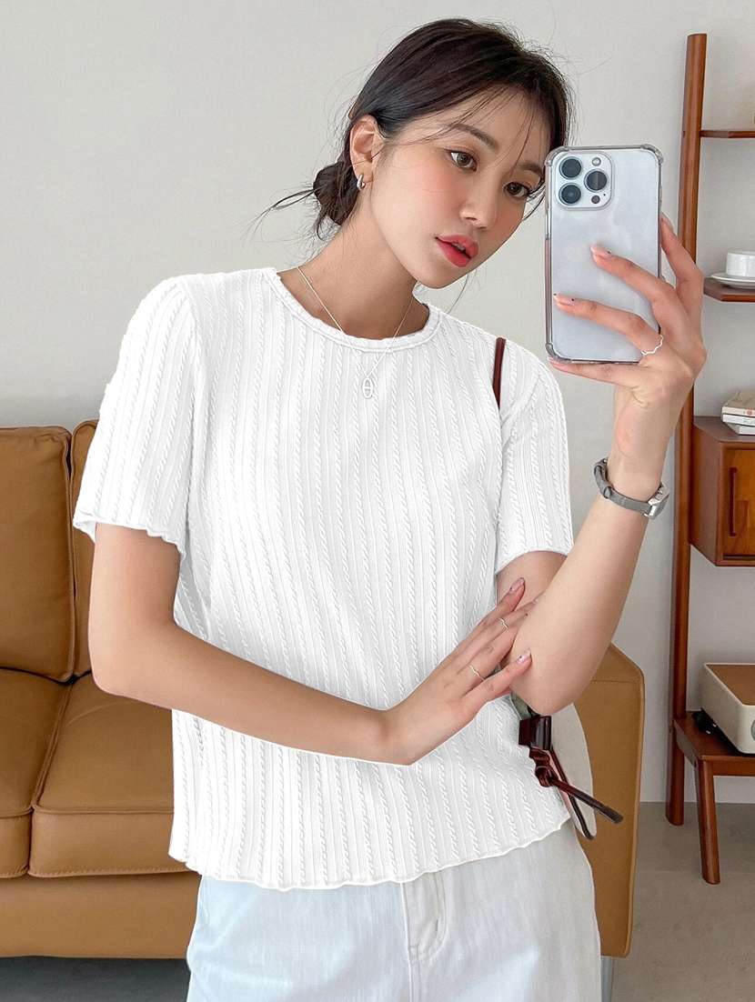 women self designed short sleeve top - 22094019 -  Standard Image - 1