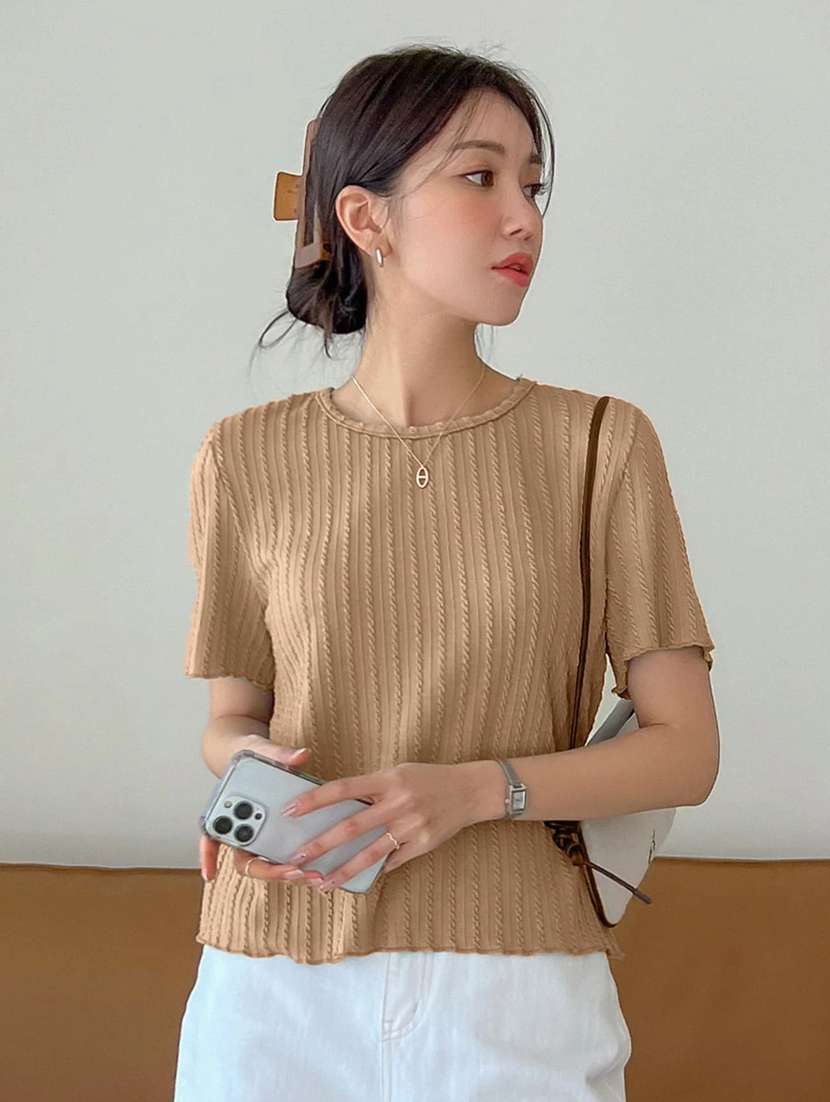 women self designed short sleeve top - 22094020 -  Standard Image - 1