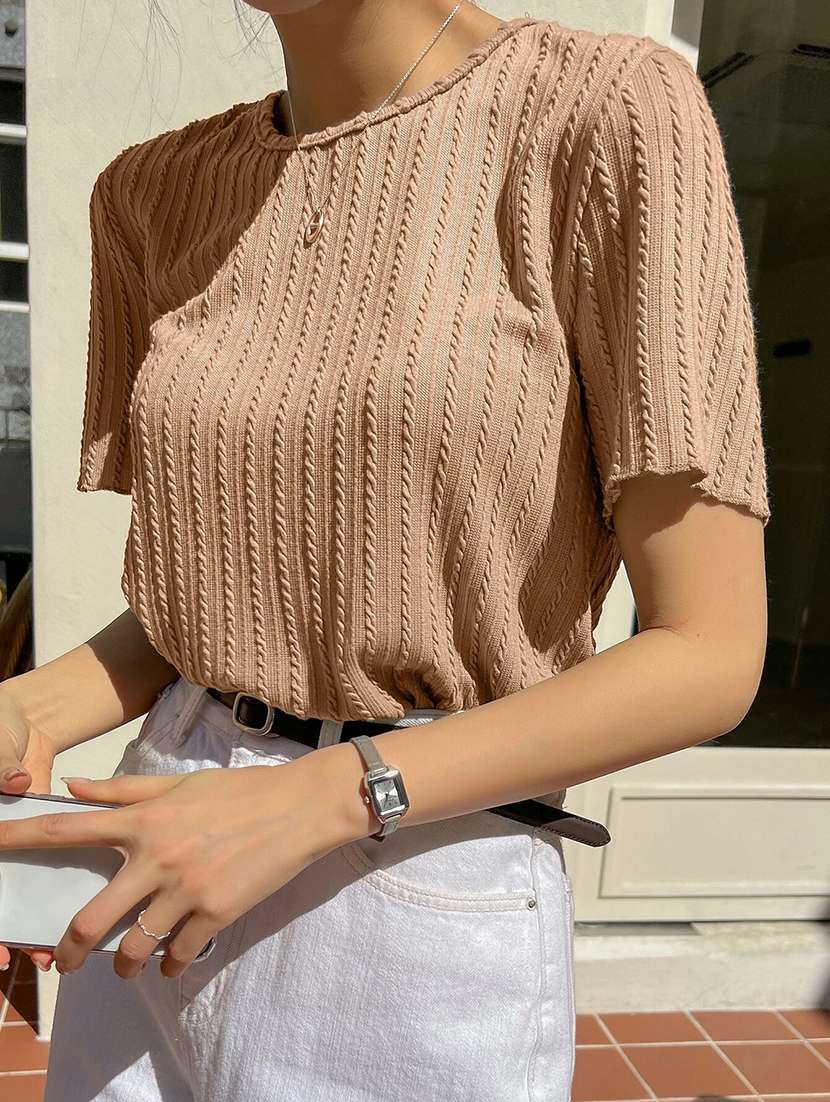 women self designed short sleeve top - 22094020 -  Standard Image - 4